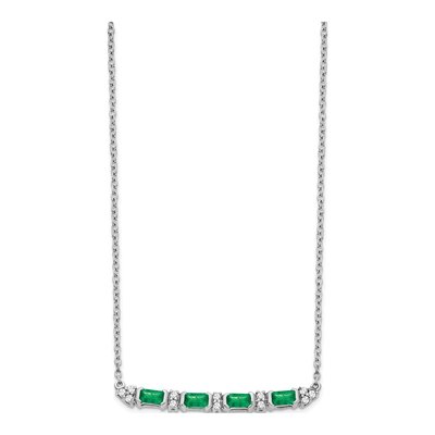 14K White Gold 1/10 ct tw Emerald & Diamond Bar Necklace – view 3