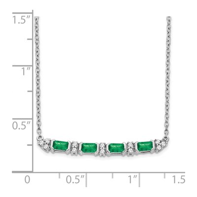 14K White Gold 1/10 ct tw Emerald & Diamond Bar Necklace – view 4