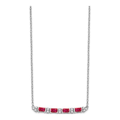 14K White Gold 1/10 ct tw Ruby & Diamond Bar Necklace – view 2