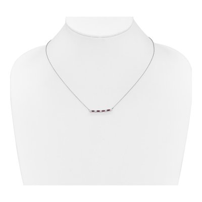 14K White Gold 1/10 ct tw Ruby & Diamond Bar Necklace – view 3