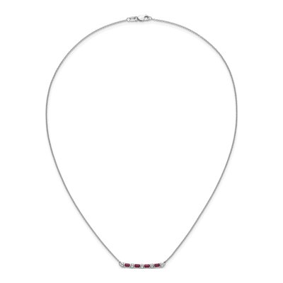 14K White Gold 1/10 ct tw Ruby & Diamond Bar Necklace – view 4