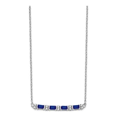 14K White Gold 1/10 ct tw Sapphire & Diamond Bar Necklace – view 3
