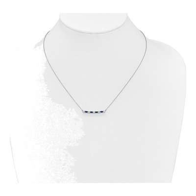 14K White Gold 1/10 ct tw Sapphire & Diamond Bar Necklace – view 4