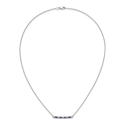 14K White Gold 1/10 ct tw Sapphire & Diamond Bar Necklace – view 5