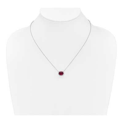 14K White Gold 1/7 ct tw Lab-Created Ruby & Diamond Halo Necklace – view 3