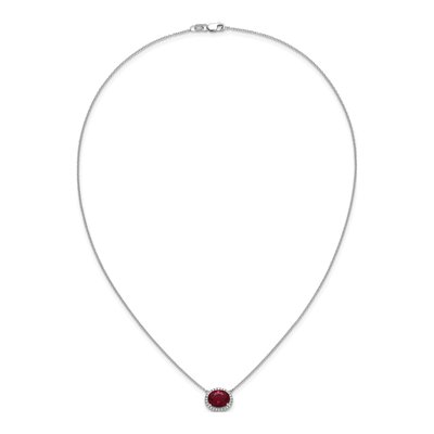 14K White Gold 1/7 ct tw Lab-Created Ruby & Diamond Halo Necklace – view 4