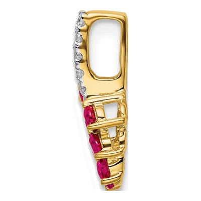 14K Yellow Gold Ruby & Diamond Leaf Slide Pendant – view 2