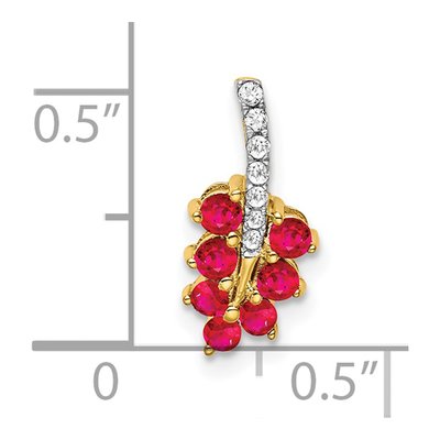 14K Yellow Gold Ruby & Diamond Leaf Slide Pendant – view 3