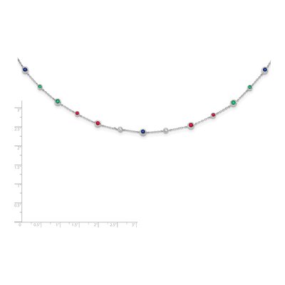 14K White Gold Lab-Created Sapphire & Emerald Station Necklace – view 3