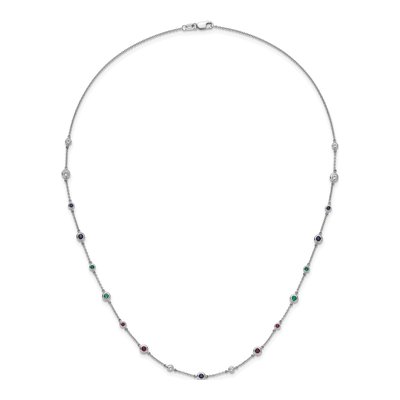 14K White Gold Lab-Created Sapphire & Emerald Station Necklace – view 5