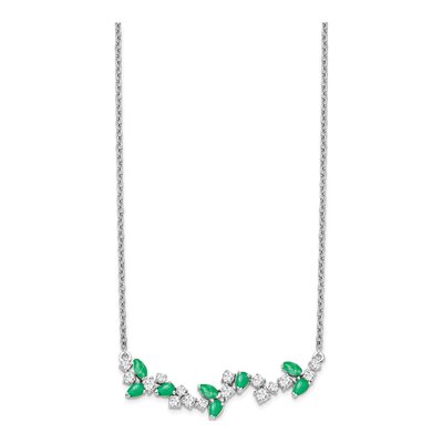 14K White Gold 0.38 ct tw Emerald & Diamond Bar Necklace – view 2