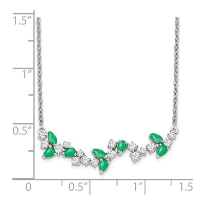 14K White Gold 0.38 ct tw Emerald & Diamond Bar Necklace – view 3