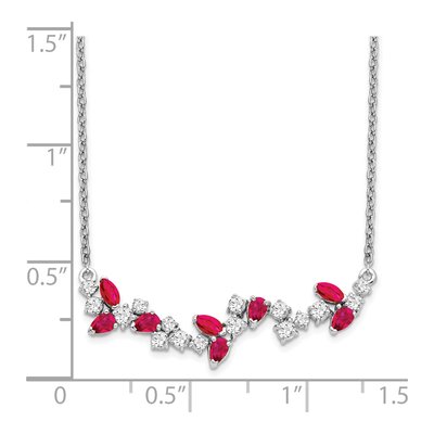 14K White Gold 0.38 ct tw Ruby & Diamond Floral Bar Necklace – view 3