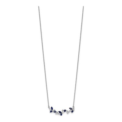 14K White Gold 0.38 ct tw Sapphire & Diamond Floral Bar Necklace – view 3