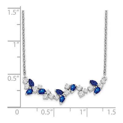 14K White Gold 0.38 ct tw Sapphire & Diamond Floral Bar Necklace – view 4