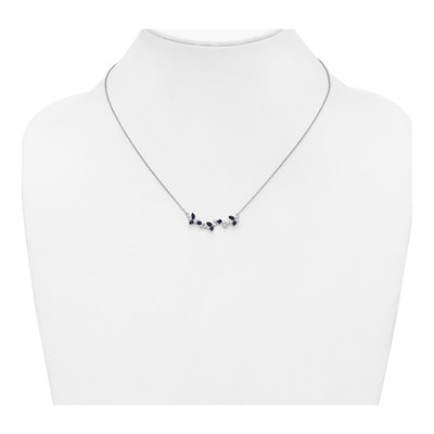 14K White Gold 0.38 ct tw Sapphire & Diamond Floral Bar Necklace – view 5