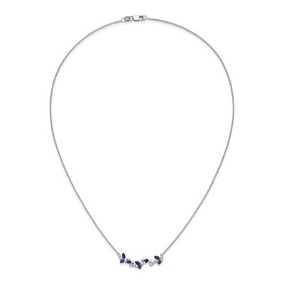 14K White Gold 0.38 ct tw Sapphire & Diamond Floral Bar Necklace – view 6