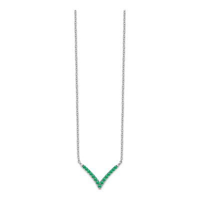 14K White Gold Emerald V-Necklace – view 3