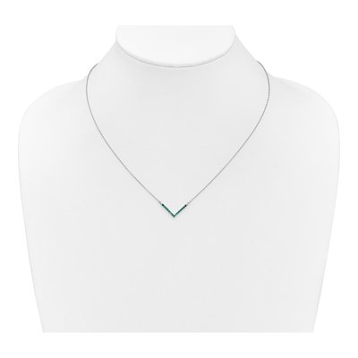 14K White Gold Emerald V-Necklace – view 4