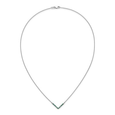 14K White Gold Emerald V-Necklace – view 5