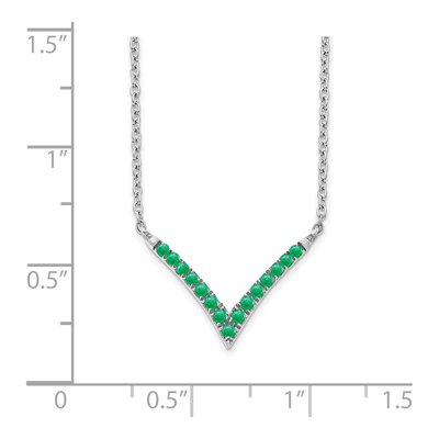 14K White Gold Emerald V-Necklace – view 6
