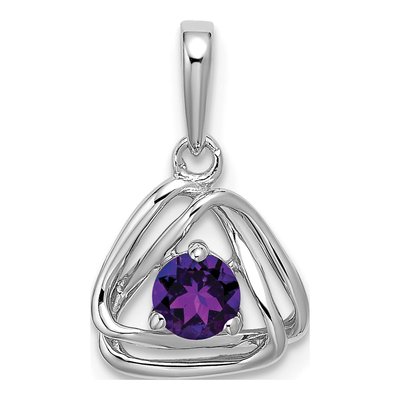 14K White Gold Amethyst Triangle Pendant