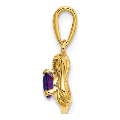 14K Yellow Gold Amethyst Triangle Pendant – view 2