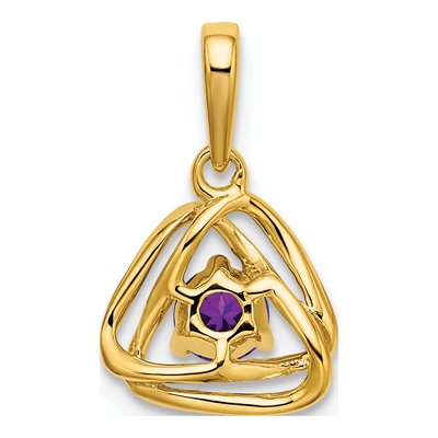 14K Yellow Gold Amethyst Triangle Pendant – view 4