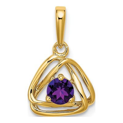 14K Yellow Gold Amethyst Triangle Pendant
