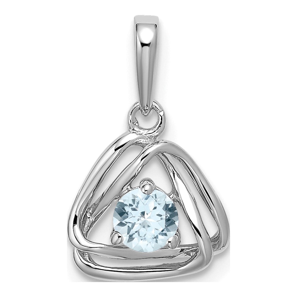 14K White Gold Aquamarine Triangle Pendant