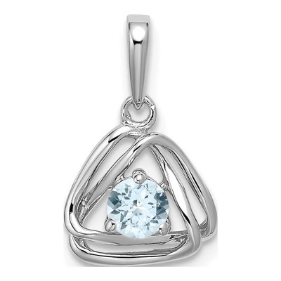 14K White Gold Aquamarine Triangle Pendant