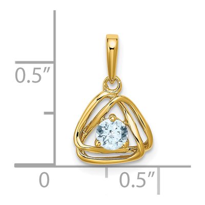 14K Yellow Gold Aquamarine Triangle Pendant – view 2