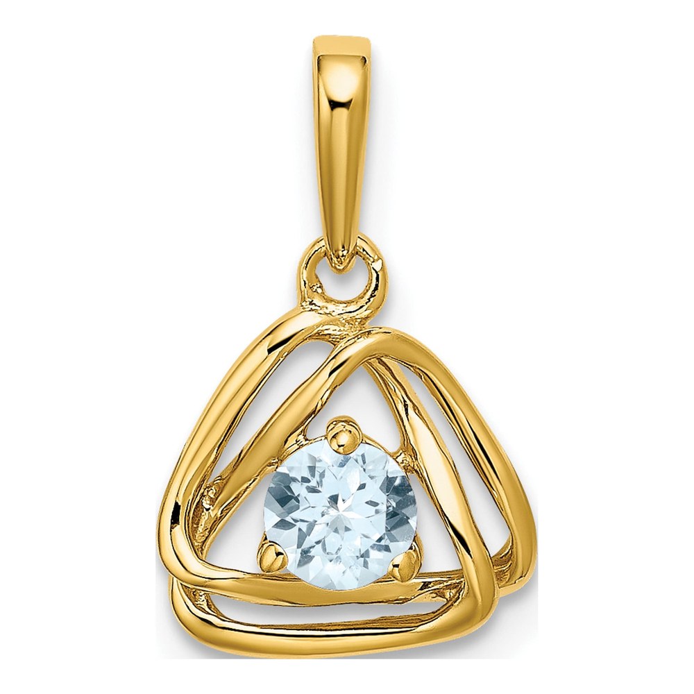 14K Yellow Gold Aquamarine Triangle Pendant