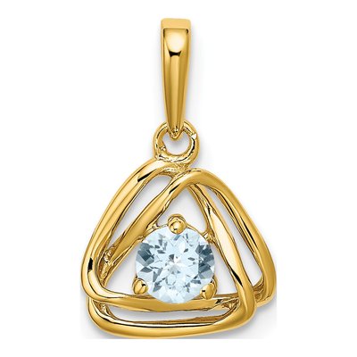 14K Yellow Gold Aquamarine Triangle Pendant