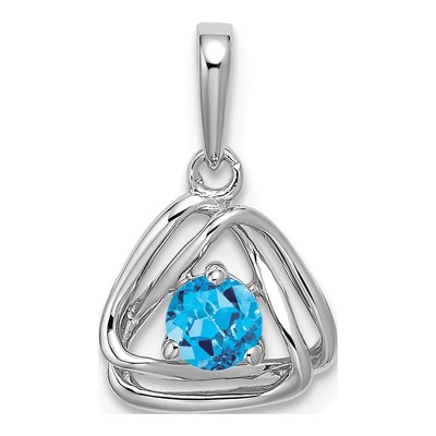 14K White Gold Swiss Blue Topaz December Birthstone Pendant