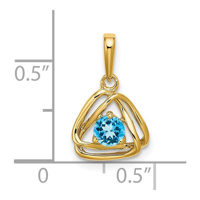 14K Yellow Gold Swiss Blue Topaz December Birthstone Pendant – view 2