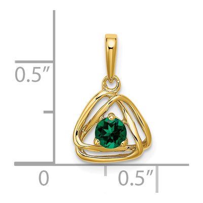 14K Yellow Gold Lab-Created Emerald May Birthstone Pendant – view 2