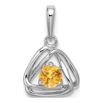 14K White Gold Citrine Triangle Pendant