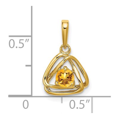 14K Yellow Gold Citrine Natural Triangle Pendant – view 2