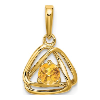 14K Yellow Gold Citrine Natural Triangle Pendant