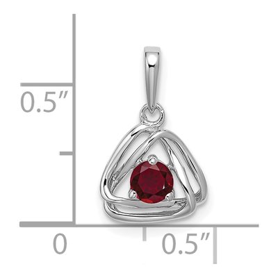 14K White Gold Lab-Created Ruby Triangle Pendant – view 2