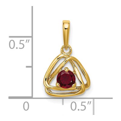 14K Yellow Gold Lab-Created Ruby Triangle Pendant – view 2