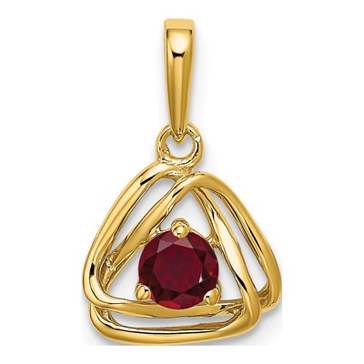 14K Yellow Gold Lab-Created Ruby Triangle Pendant