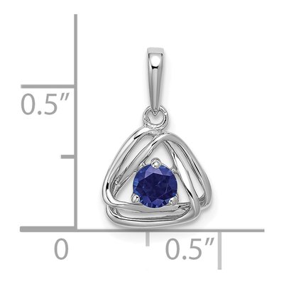 14K White Gold Lab-Created Sapphire Triangle Pendant – view 2