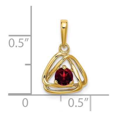 14K Yellow Gold Garnet January Triangle Pendant – view 2