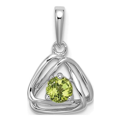 14K White Gold Peridot Triangle Pendant