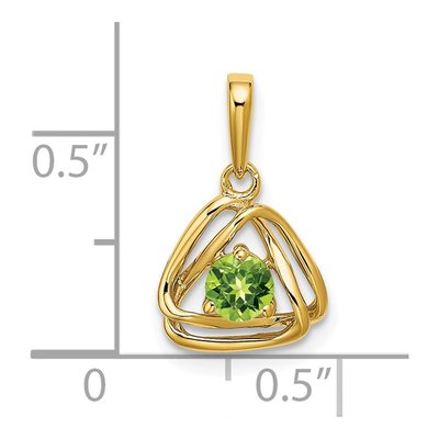 14K Yellow Gold Peridot August Triangle Pendant – view 2