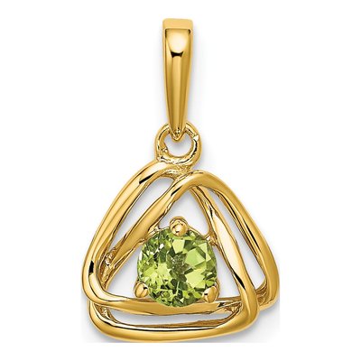 14K Yellow Gold Peridot August Triangle Pendant