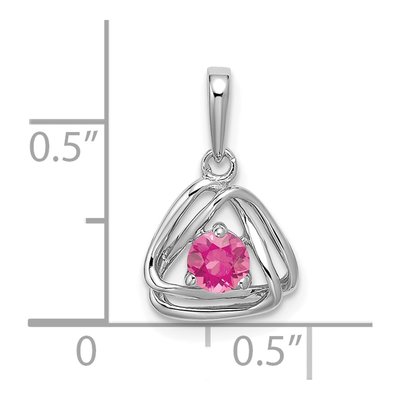 14K White Gold Pink Tourmaline Triangle Pendant – view 2