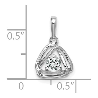 14K White Gold White Topaz Triangle Pendant – view 2